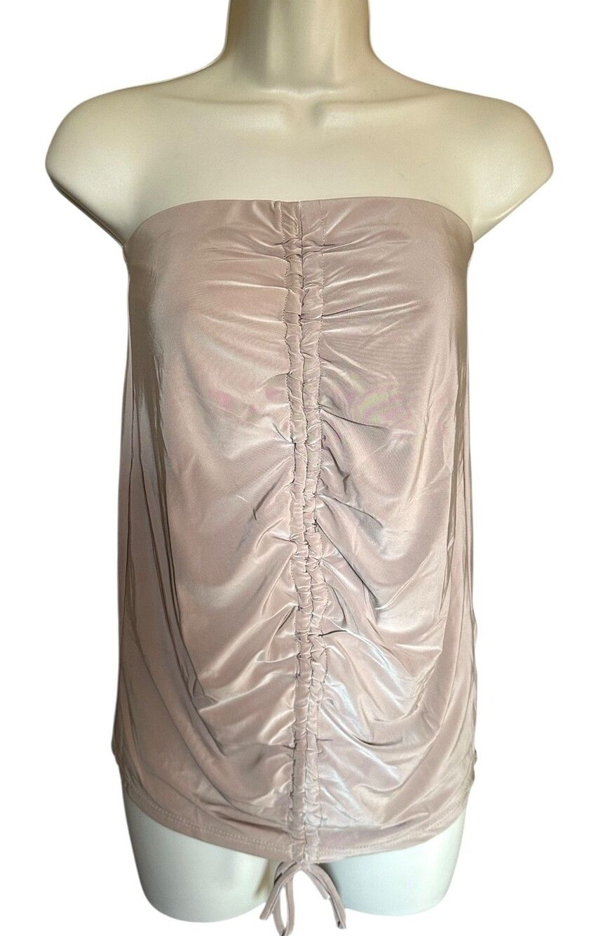 21 SAINTS Junior's Strapless Top Front Ruched Lined Size L Beige